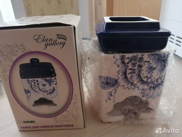 Банка для чайных пакетиков под Гжель