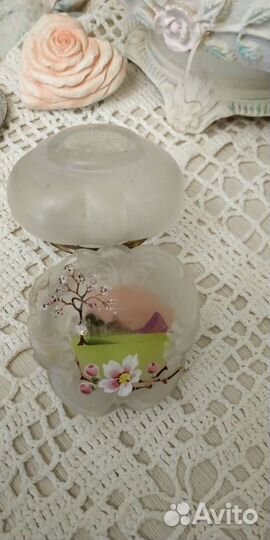 Шкатулка, стекло, латунь, роспись, 19 век