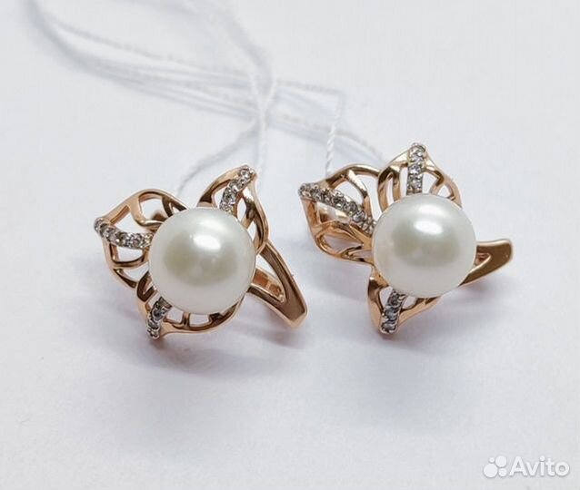 Серьги с синтетическим камнем Золото