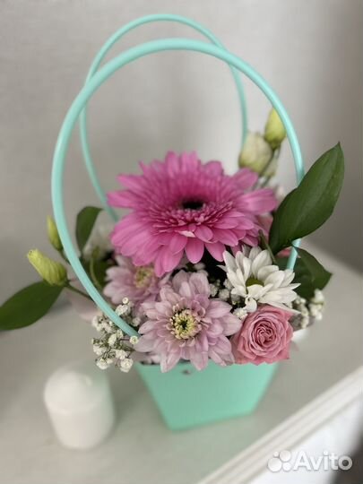 Букет мини цветочная композиция в стаканчике