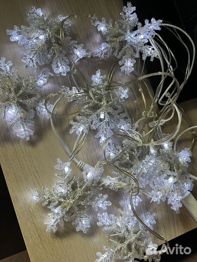Гирлянды снежинки 8 шт в длину