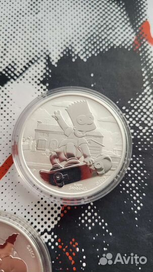 Барт, Гомер и Мардж Симпсоны. Серебро 9999 Ag