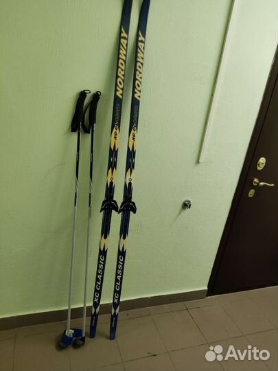 Лыжи беговые Nordway 198см+палки+ботинки 44 р
