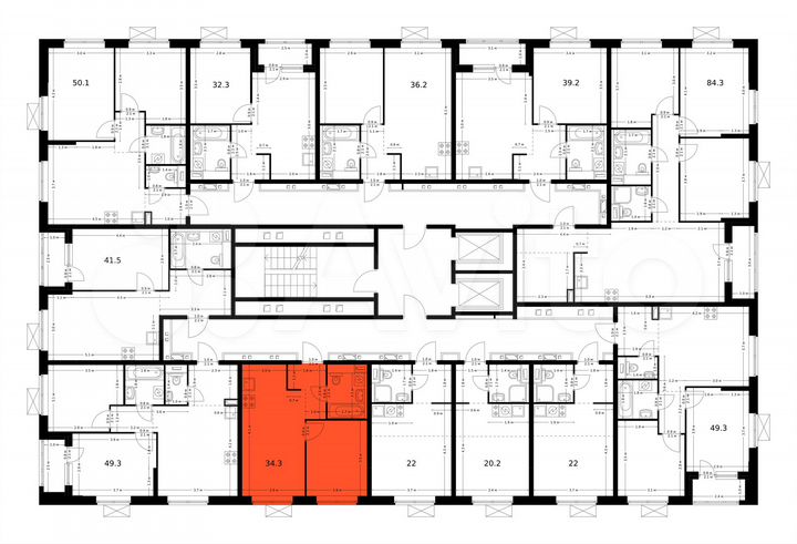 1-к. квартира, 34,3 м², 3/16 эт.