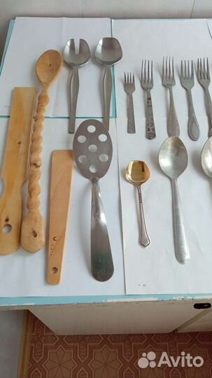 Ложки и вилки, деревянные, нерж, алюм. СССР