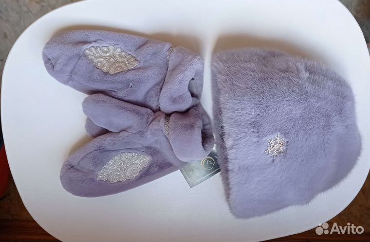 Шапка и Варежки норковые