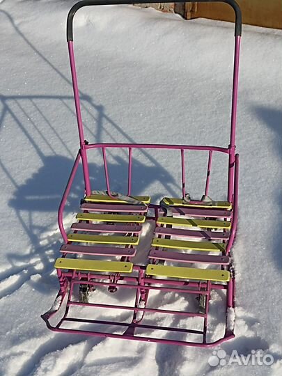 Детские санки с колесами для двойняшек