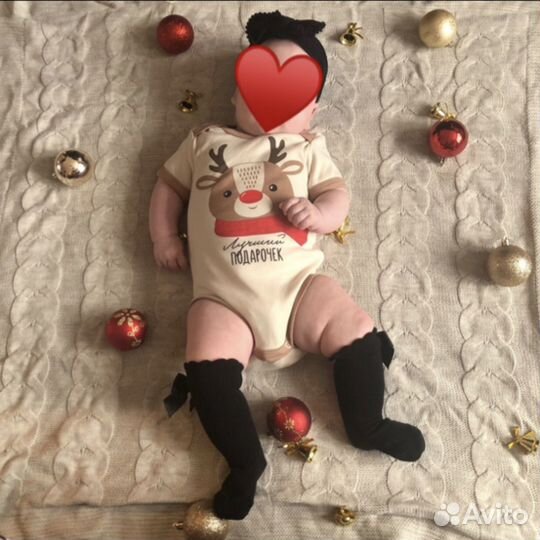 Новогодние боди для девочки 2 шт 68р