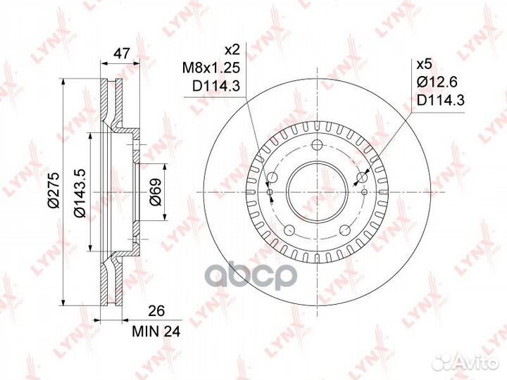 Диск торм.пер.huyndai elantra(HD) 1.6D-2.0 05-1