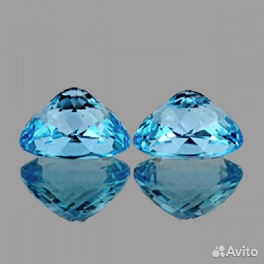Топаз натуральный 5,94Ct 10х8мм 2шт. VVS Sky Blue