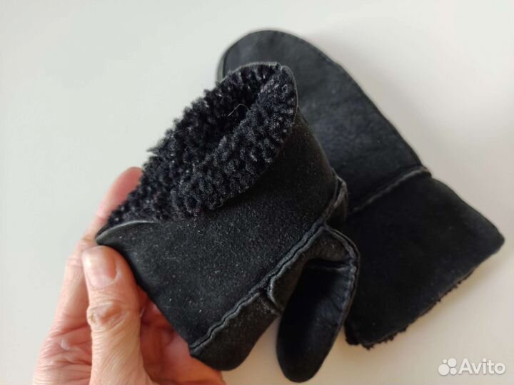 Варежки замша чёрные женские зима