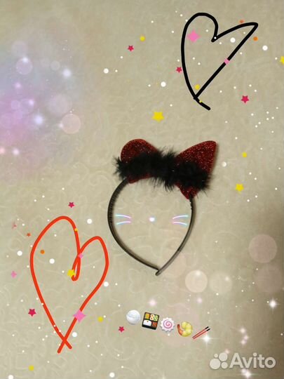 Черный ободок с ушками