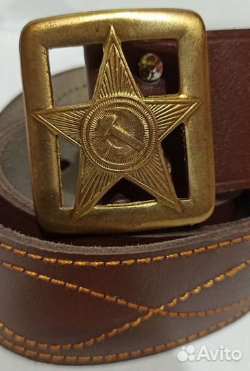 Ремень кожаный генеральский латунная пряжка