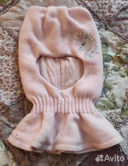 Шапка шлем для девочки с кашемиром