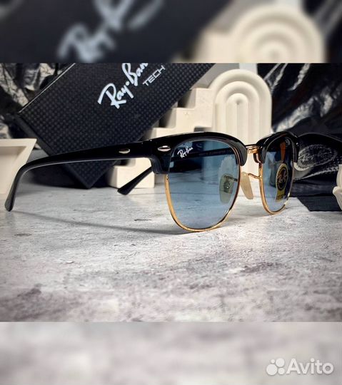 Очки Ray Ban Clubmaster золотые
