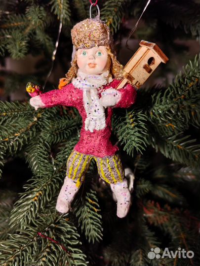 Ватная елочная игрушка ручная работа