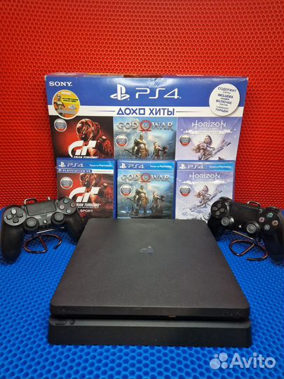 Ps4 slim 1tb + игры + 2 геймпада