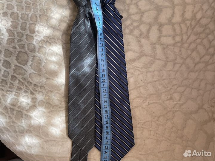 Галстуки для школы синий и серый в полоску