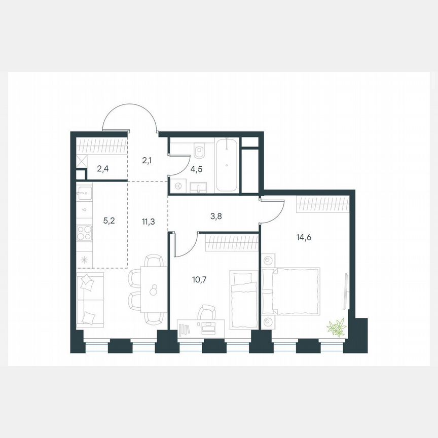 3-к. квартира, 54,6 м², 27/31 эт.