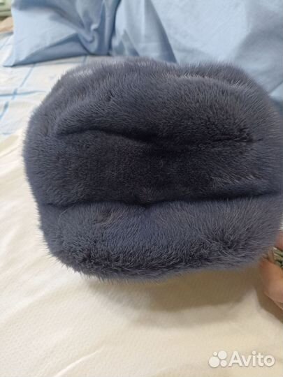 Шапка норковая женская голубая