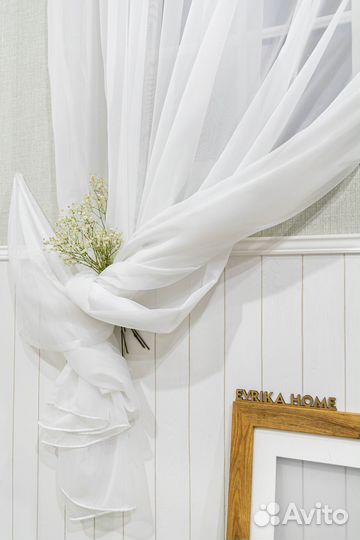 Легкий вуаль белый тюль с утяжелителем