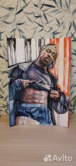 Картина 2pac акварель на бумаге