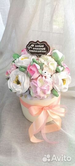 Зефирные букеты, зефир в шляпных коробках