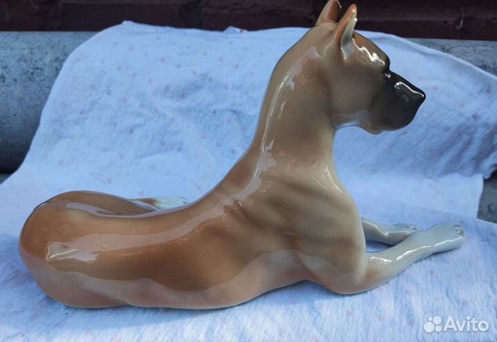 Фарфоровая статуэтка СССР Собака рыжий дог
