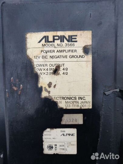 Усилитель alpine 3566 2/4/6 каналов