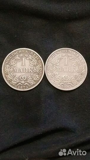 1 марка Германия 1875 и 1915 года