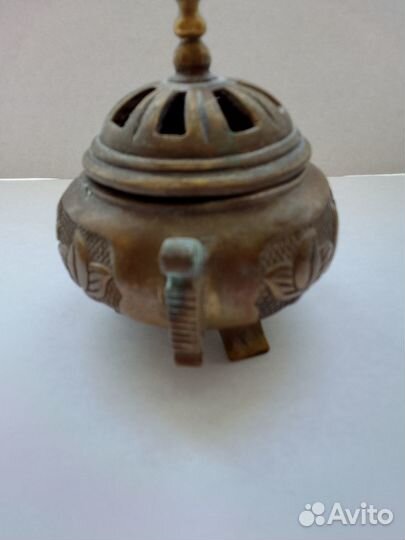 Аромалампа бронзовая для благовоний, высота 10 см