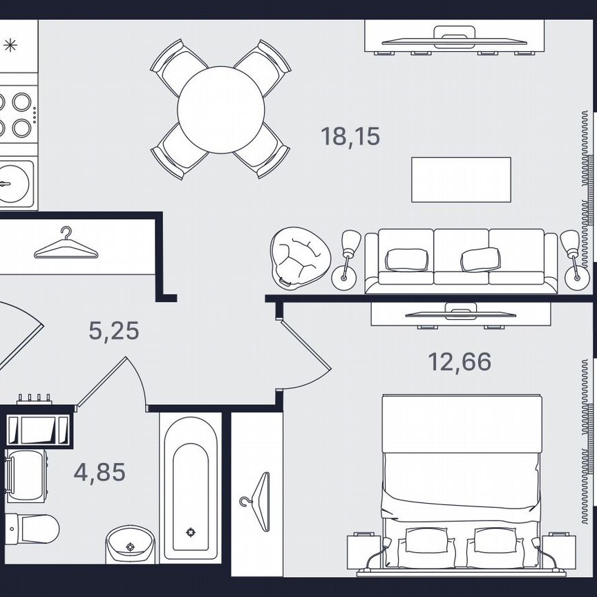 2-к. апартаменты, 40,9 м², 6/24 эт.