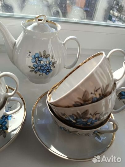 Сервиз чайный Голубые цветы Дулёво 15 предметов