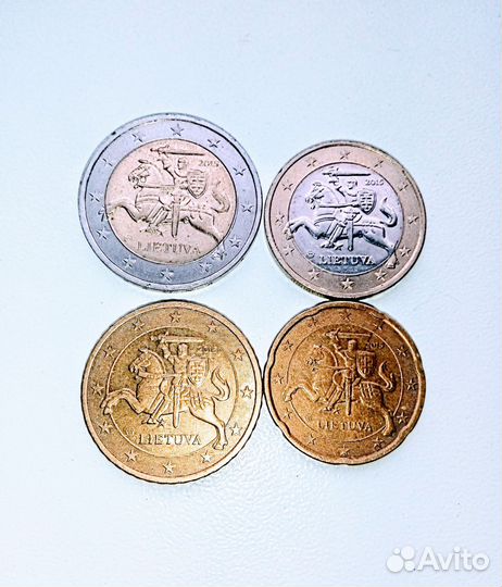Монеты евро, литы, гроши