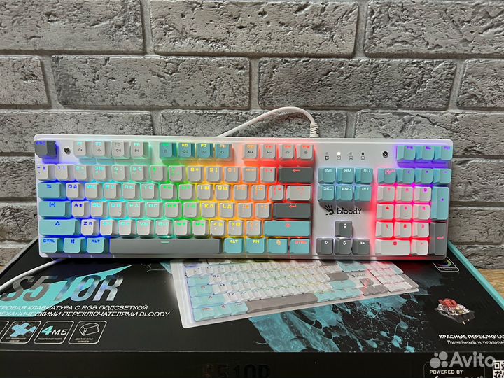 Клавиатура A4tech Bloody S510R, USB, белый