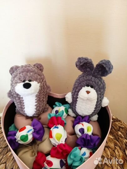 Мишки - Зайки. Игрушки - малыши из плюшевой пряжи