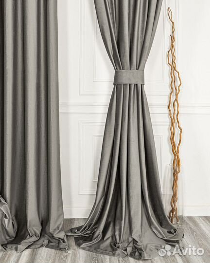 Шторы бархат беллиссимо стальной новые пошив