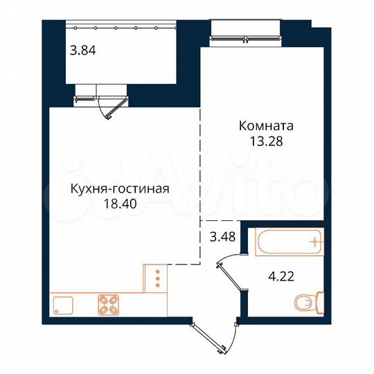 1-к. квартира, 43,2 м², 7/17 эт.
