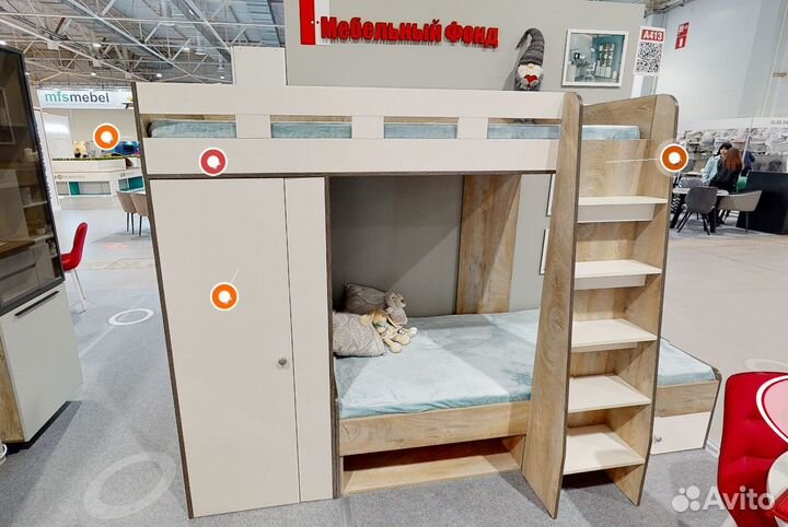 Кровать 2х ярусная со шкафом
