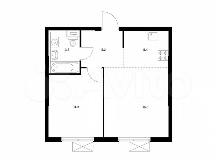 2-к. квартира, 41,6 м², 13/16 эт.