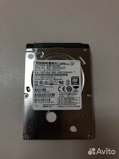Диск Toshiba 500 Гб MQ01ACF050 500 Гб 7200 2,5 ноу