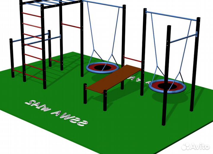 Уличный спорткомплекс с качелью