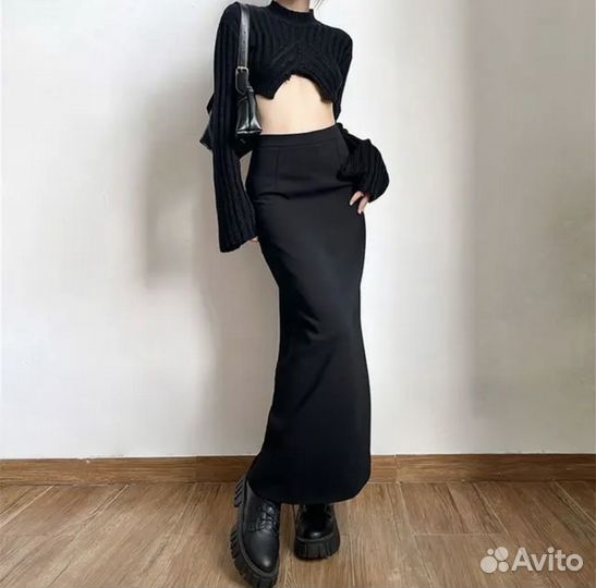 Юбка длинная с разрезом