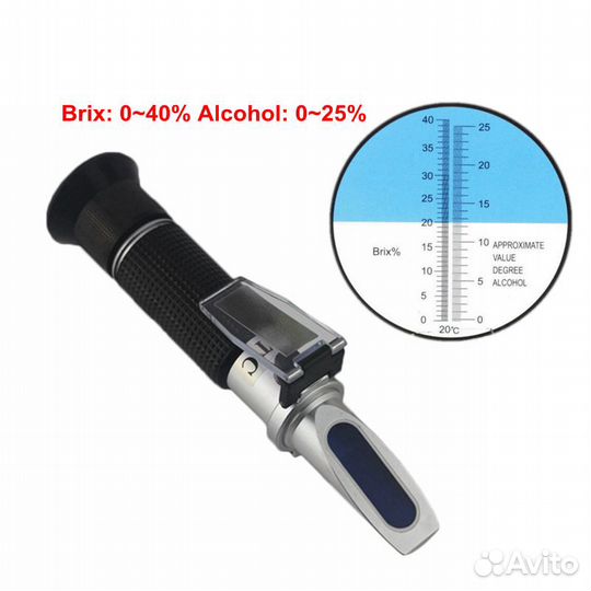 Рефрактометр 0-40 сахар, 0-25 спирт