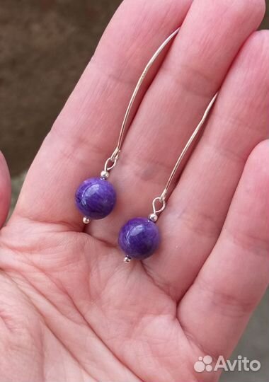 Серебряные серьги с Чароитом