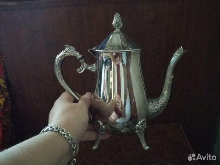 Сервиз СССР мельхиор. Чайник, сахарница, молочник