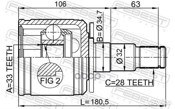 Шрус 0411KB4LH Febest