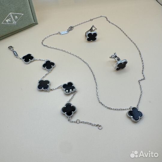 Набор Van Cleef & Arpels оникс серебро