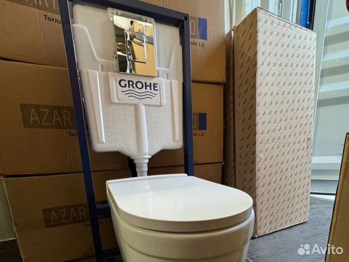 Унитаз Azario Tornado, инсталляция Grohe