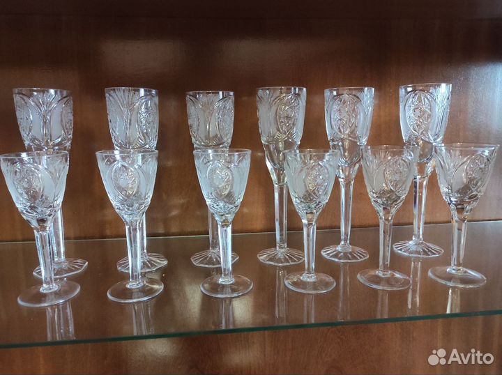 Набор хрустальных рюмок и фужеров СССР